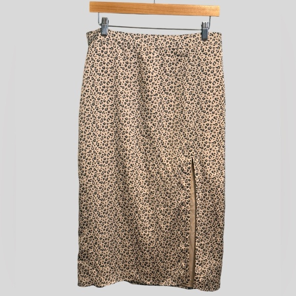 Abercrombie & Fitch Leopard Print Midi Skirt Size Large - Picture 1 of 5